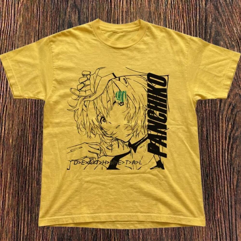 Panchiko Rei Ayanami Deathmetal Graphic Vintage Indie Yellow T-Shirt